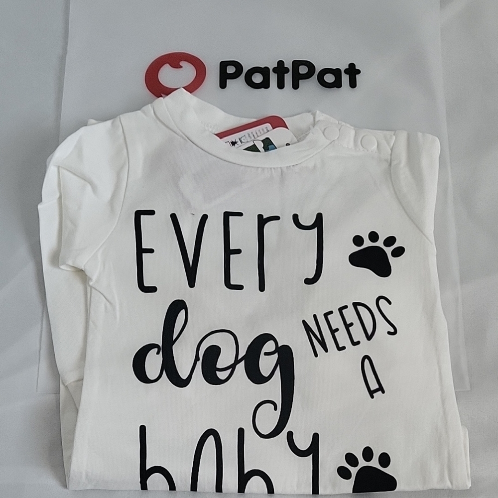 PatPat White Dog-Themed Baby Outfit